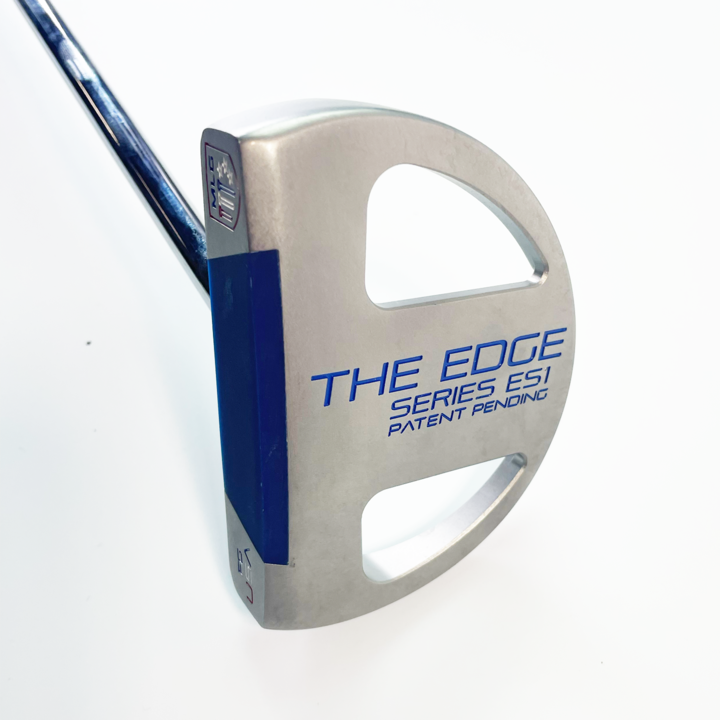 Close-up of the Edge Series ES1 center shafted putter, showcasing the KevFlex insert for superior ball roll.